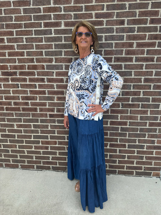 Tiered Flowy Navy Pants