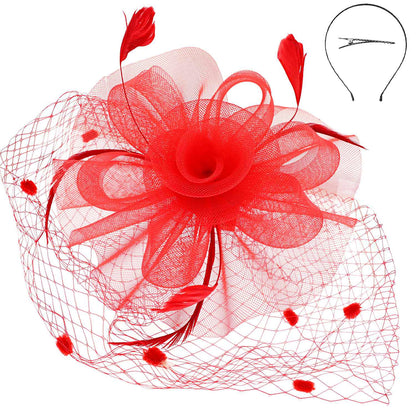 Flower w/ Dotted Netting Mesh Women's Fascinator