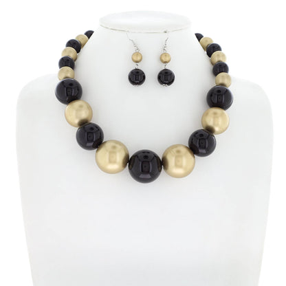 Pearl Large Bead Statement Necklace Earring Set