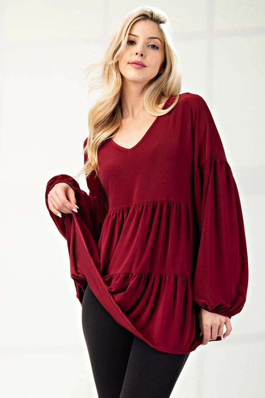 Celeste Burgundy Brushed Bulgary Top