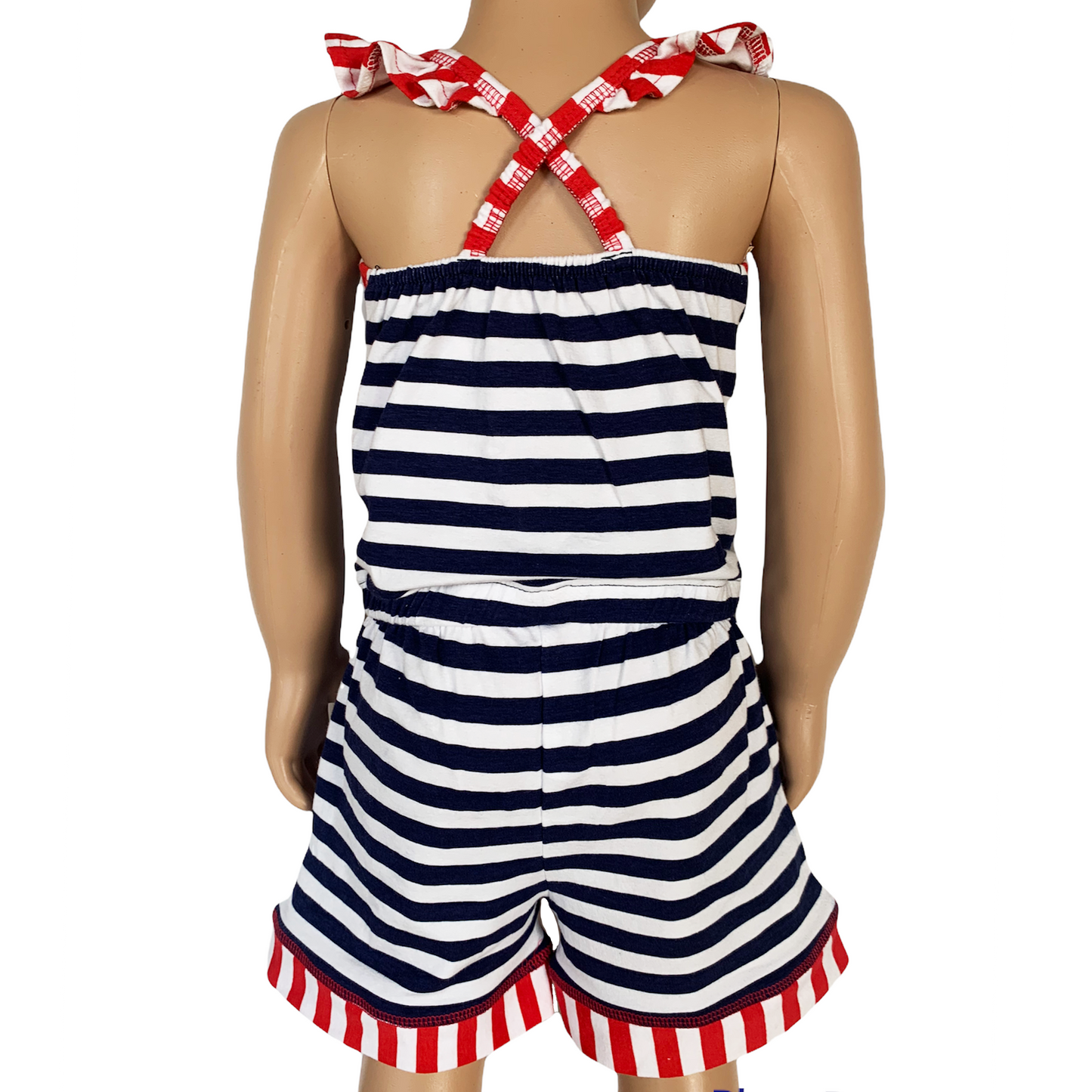 Girls Jumpsuit Nautical Anchor Shorts AnnLoren Clothing