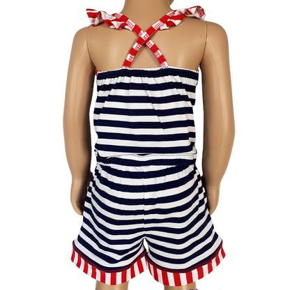 Girls Jumpsuit Nautical Anchor Shorts AnnLoren Clothing