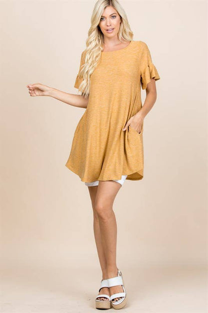 Ruffle Sleeve Swing Tunic - 2 Colors