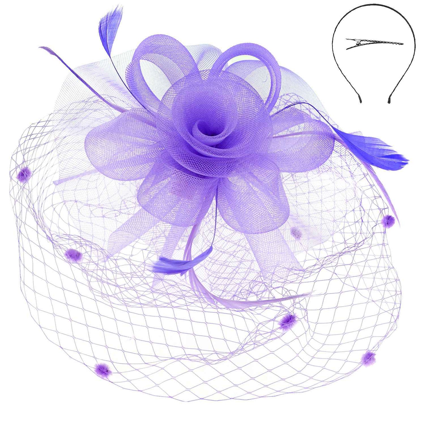 Flower w/ Dotted Netting Mesh Women's Fascinator