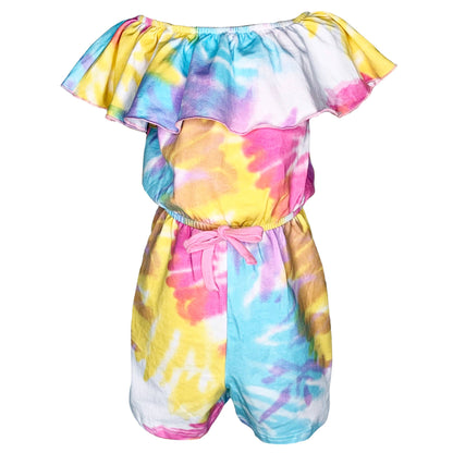 AnnLoren Pastel Tie Dye Girls Shorts Jumpsuit Vacation Wear