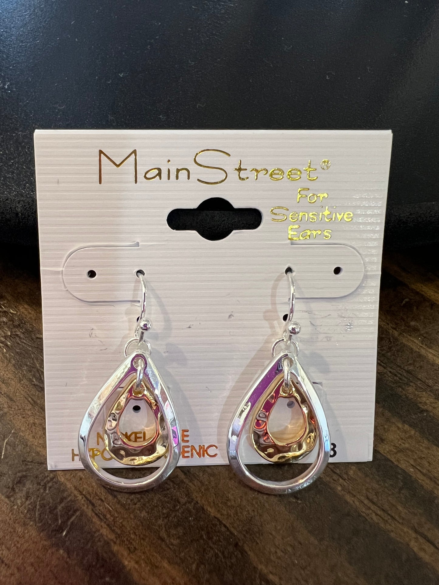 Silver and gold teardrop earrings #8