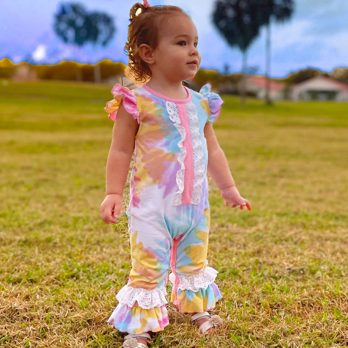 Pastel Tie Dye Baby Girls Spring Romper Easter Kids Clothes