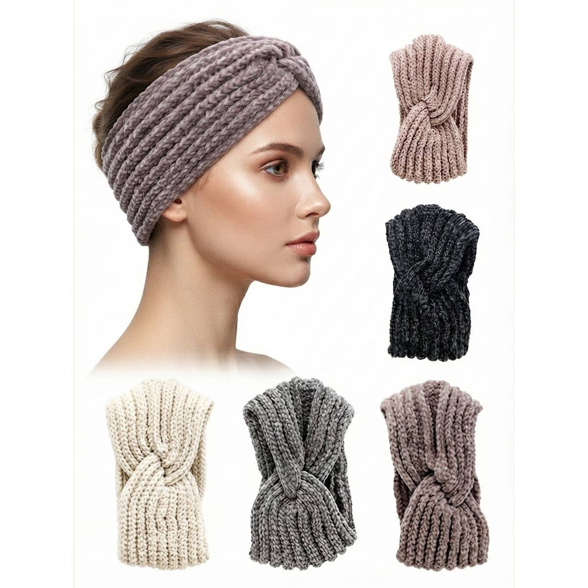 Two Tone Knit Winter Headband