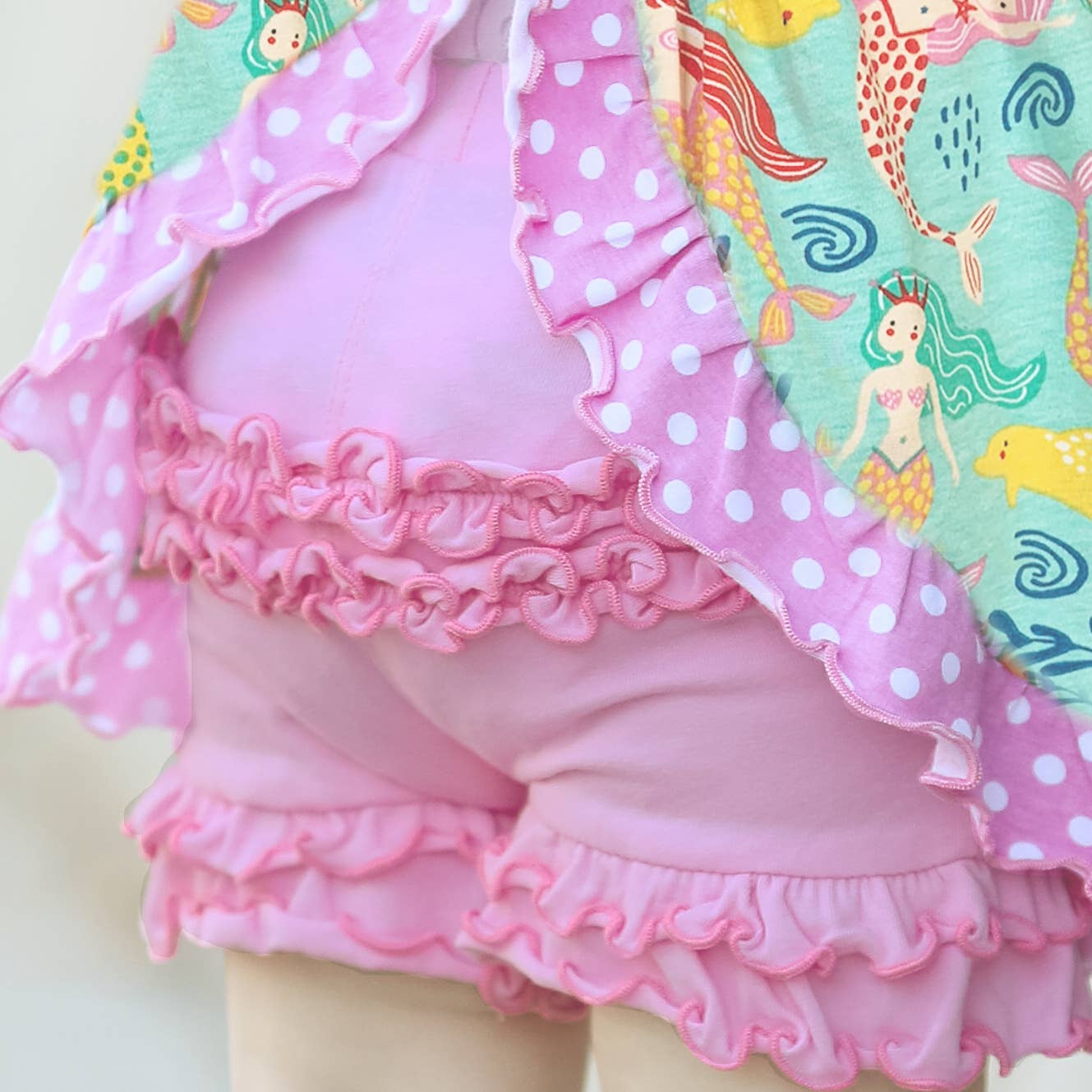 AnnLoren Pink Girls Ruffle Butt Shorts Kids Summer Clothing