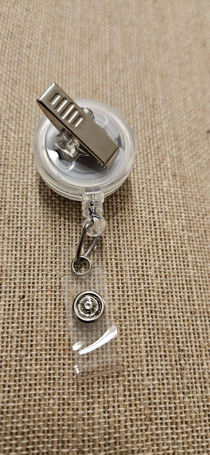 She Is Fearless Badge Reel – Floral Retractable ID Holder with Swivel Alligator Clip
