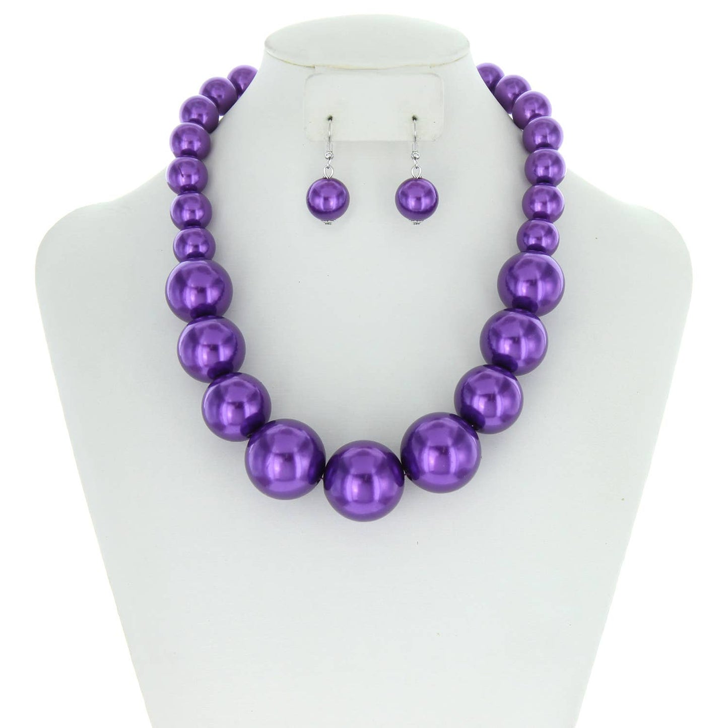 Pearl Large Bead Statement Necklace Earring Set