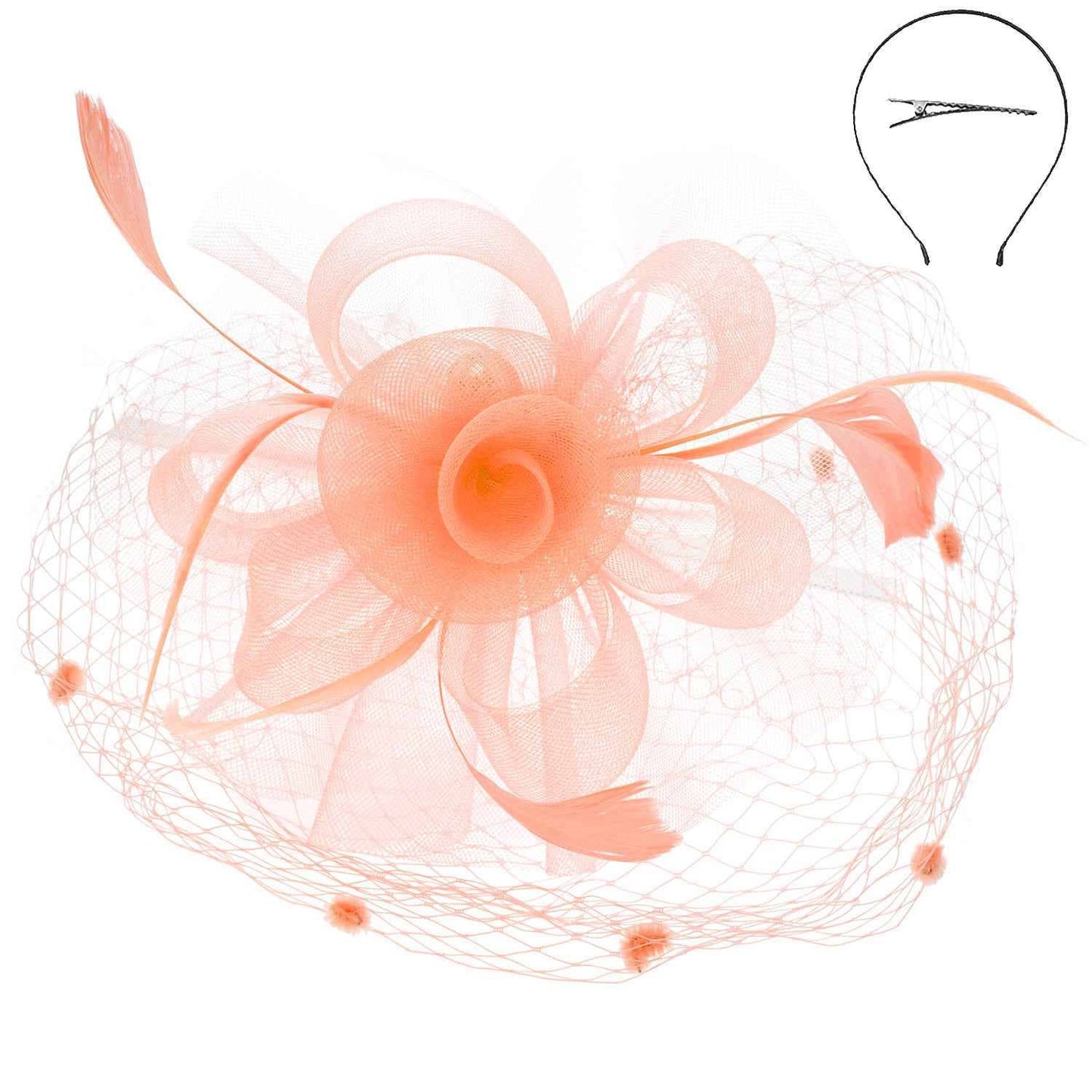 Flower w/ Dotted Netting Mesh Women's Fascinator
