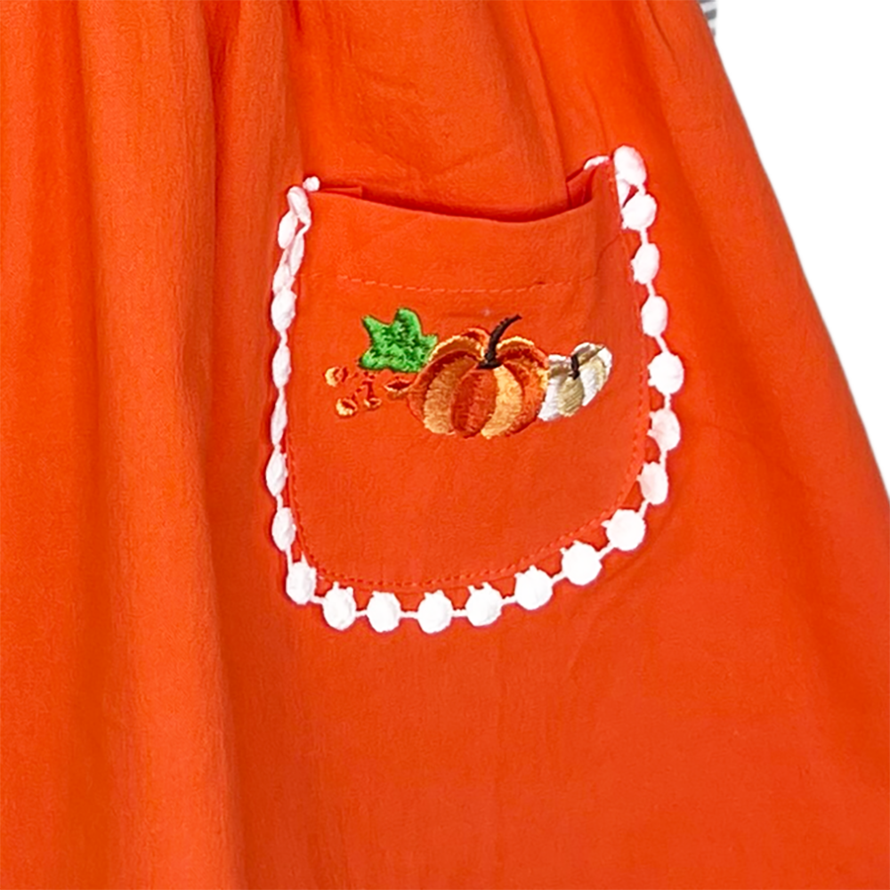 Girls Orange Fall Dress Thanksgiving Pumpkin & Striped Shirt