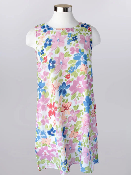 Keren Hart Plus Colorful Floral Sleeveless Midi Dress