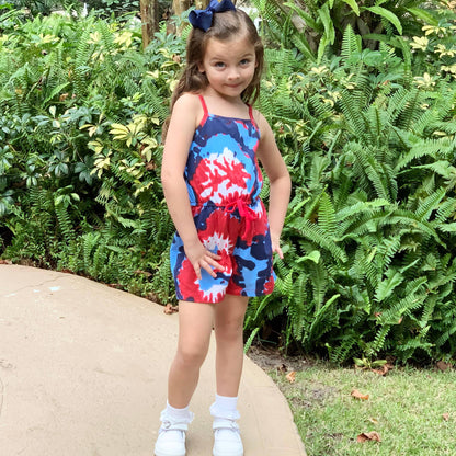 AnnLoren Tie Dye Girls 4th of July Jumpsuit Holiday Romper