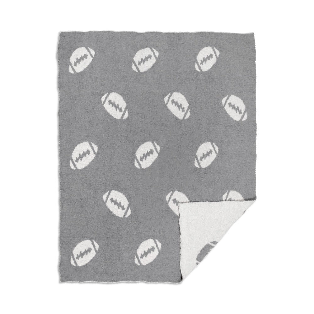 Super Soft Football Print Brushed Poly Microfiber Throw Blanket