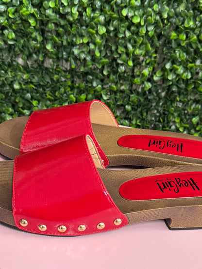 Comfortable boutique summer shoes for  Fourth of July, church and everyday wear, bold red sandals for women