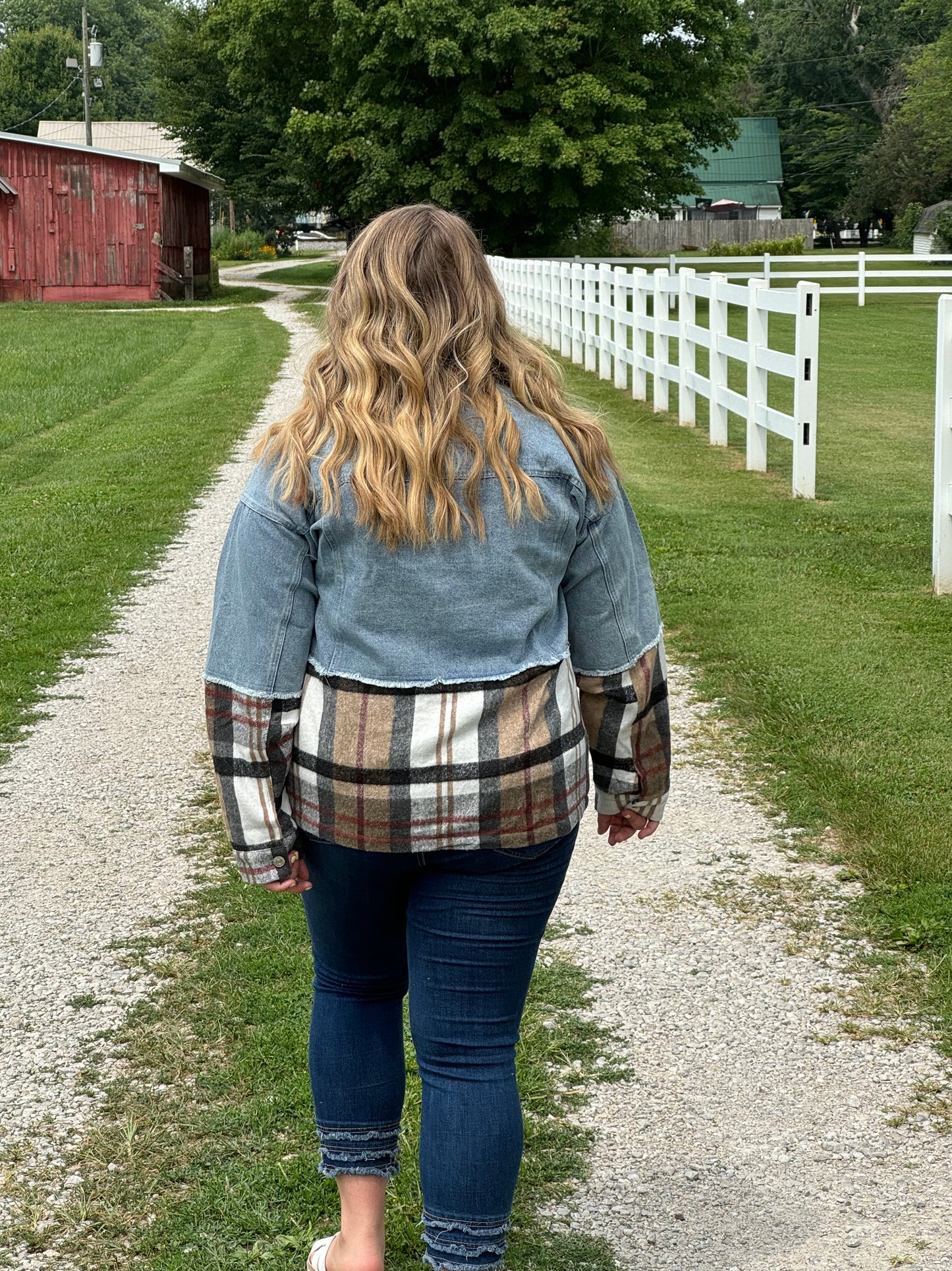 Denim Jacket with Flannel Accent