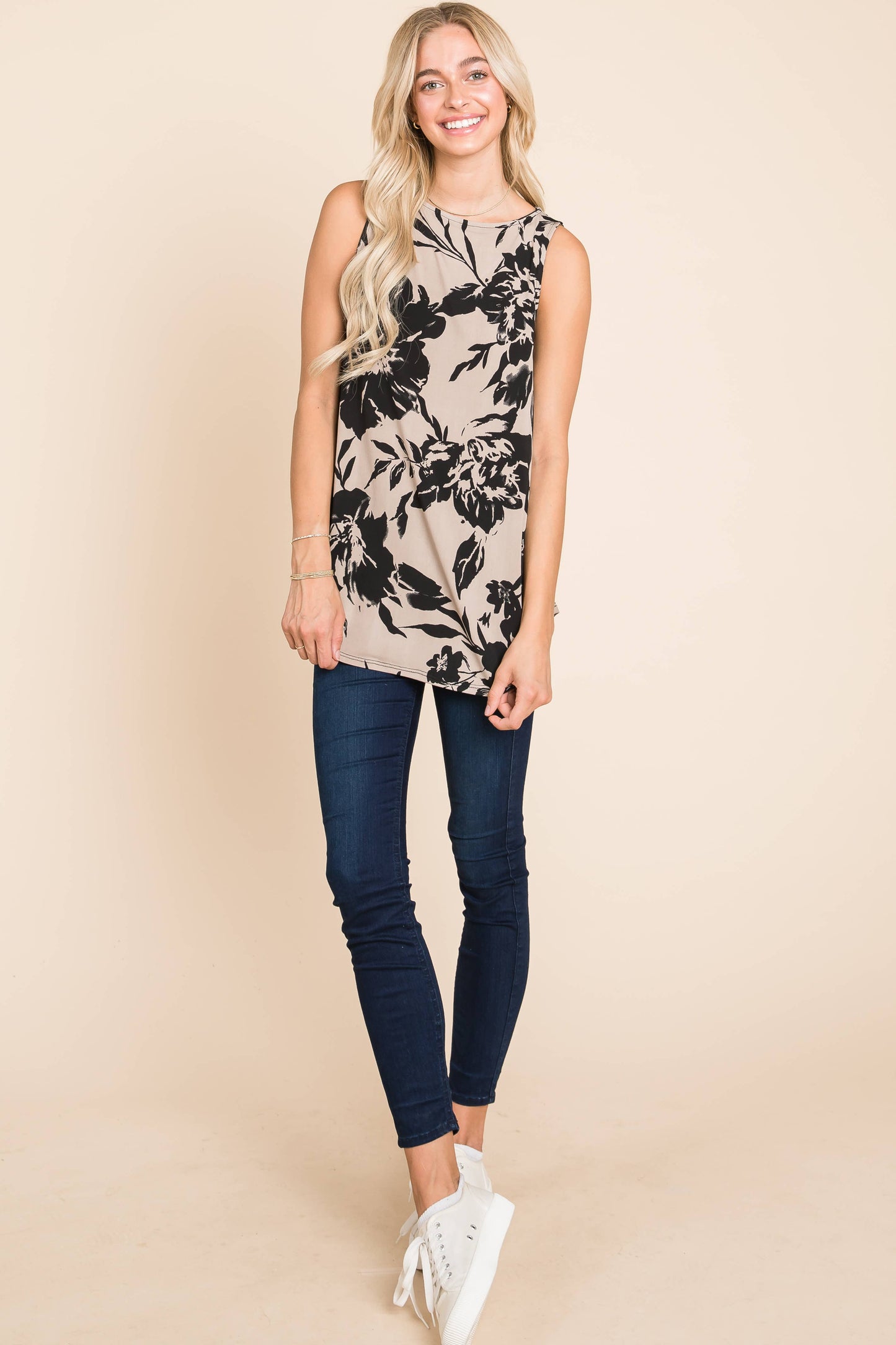 Floral Tunic Tank with Relaxed Fit