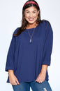 Plus Size Solid Cotton Oversize Casual Top
