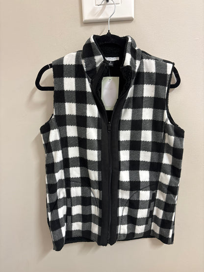 Keren Hart Reversible Buffalo Plaid and Black Sherpa Vest