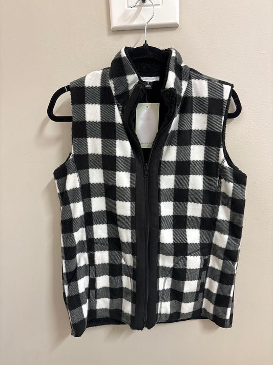 Keren Hart Reversible Buffalo Plaid and Black Sherpa Vest