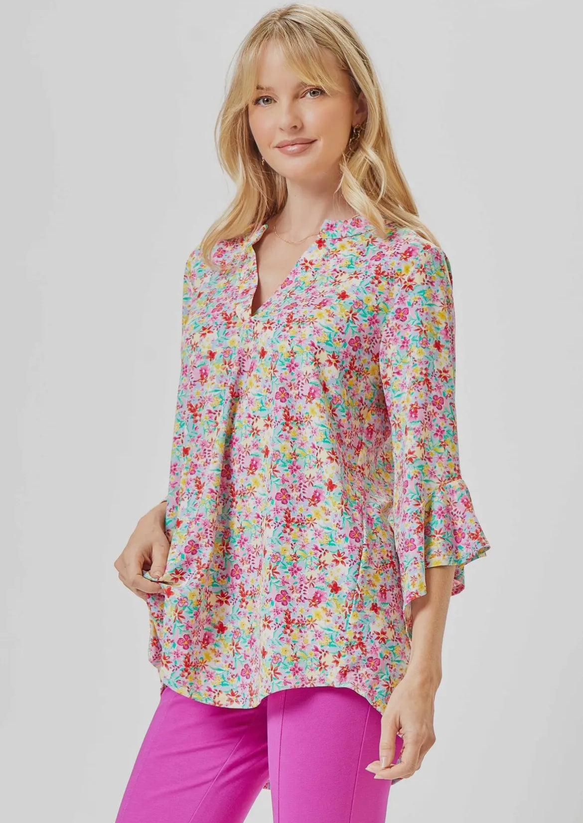 Faith Blouse with Medallion Print - Lavender Multi Print