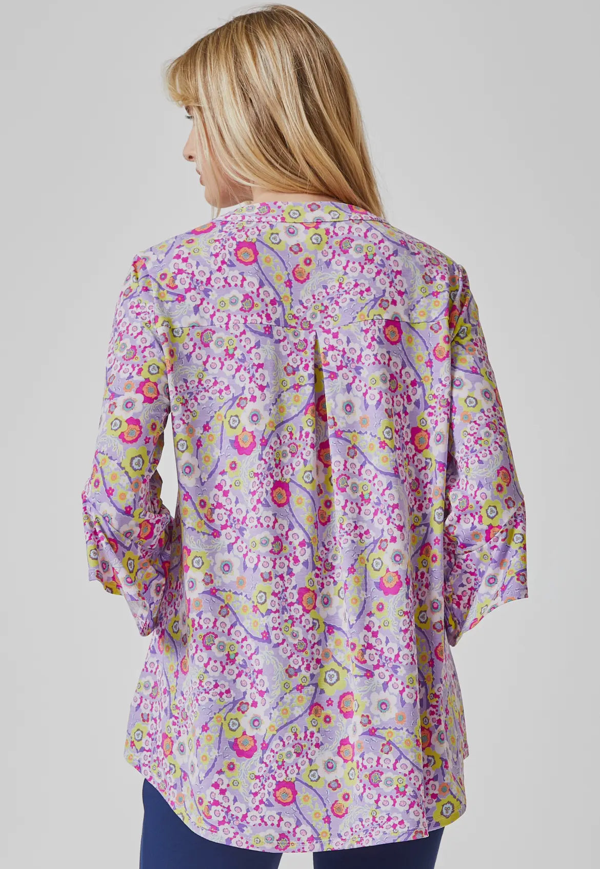 Faith Blouse with Medallion Print - Lavender Floral