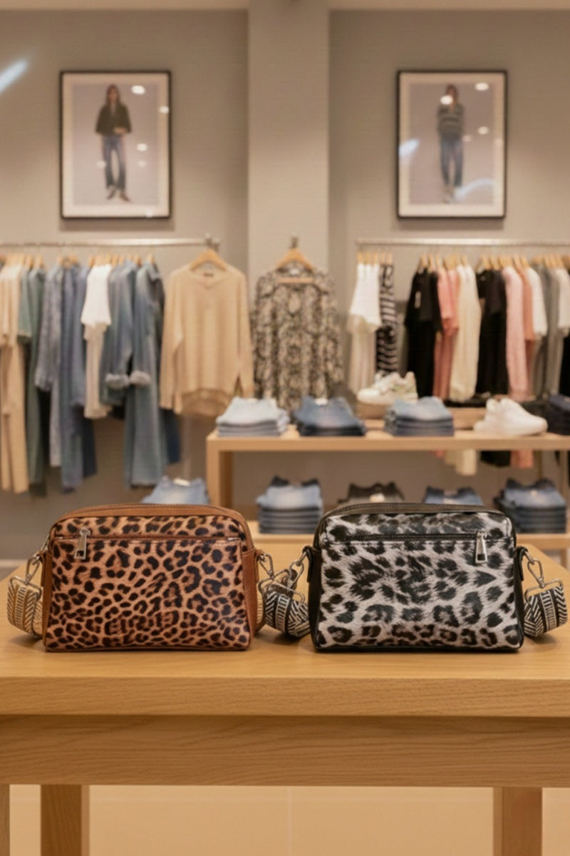 Animal Pattern Crossbody with Guitar Strap