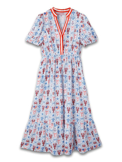 Simply Southern Americana Y-Neck Dress - Patriotic Lobster