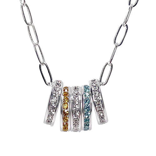 Birthstone Circle Charms available in white or yellow.