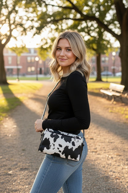 Animal Pattern Crossbody with Guitar Strap