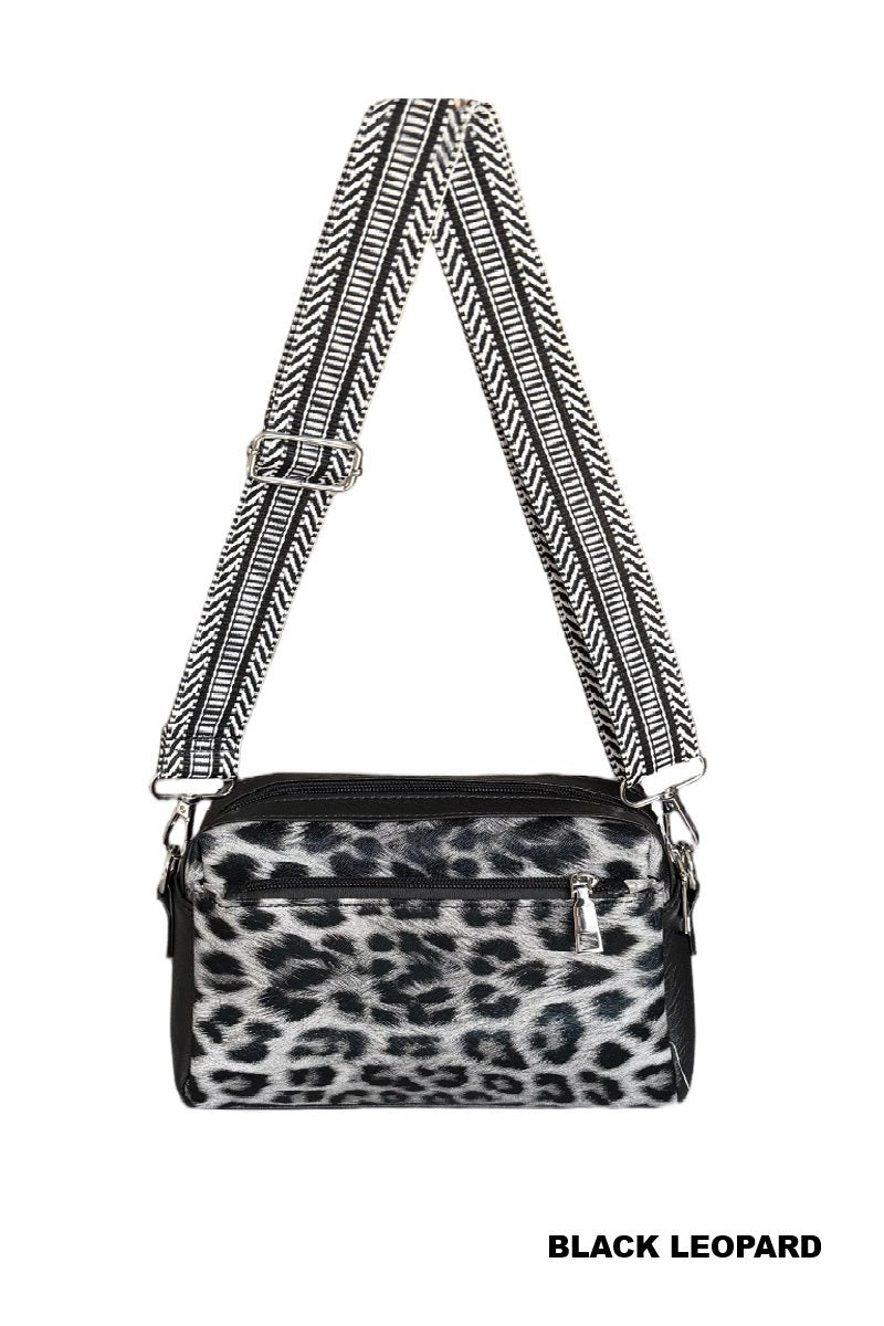 Animal Pattern Crossbody with Guitar Strap