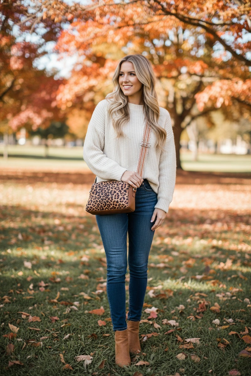 Animal Pattern Crossbody with Guitar Strap