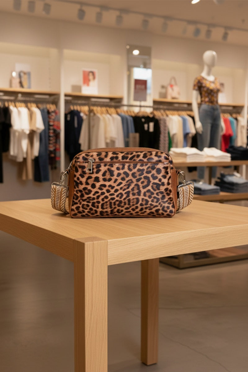 Animal Pattern Crossbody with Guitar Strap