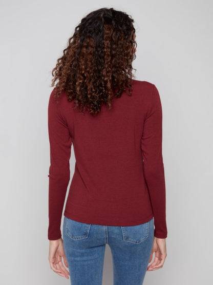 Charlie Cabernet Knit Mock Neck Sweater