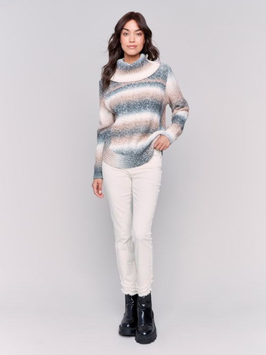 Charlie B Rose Two-Toned Cowl Neck Sweater