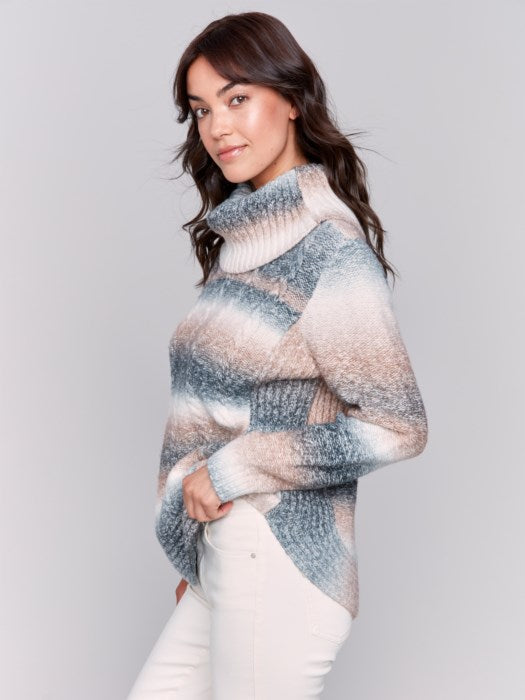 Charlie B Rose Two-Toned Cowl Neck Sweater