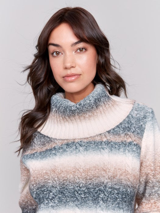 Charlie B Rose Two-Toned Cowl Neck Sweater