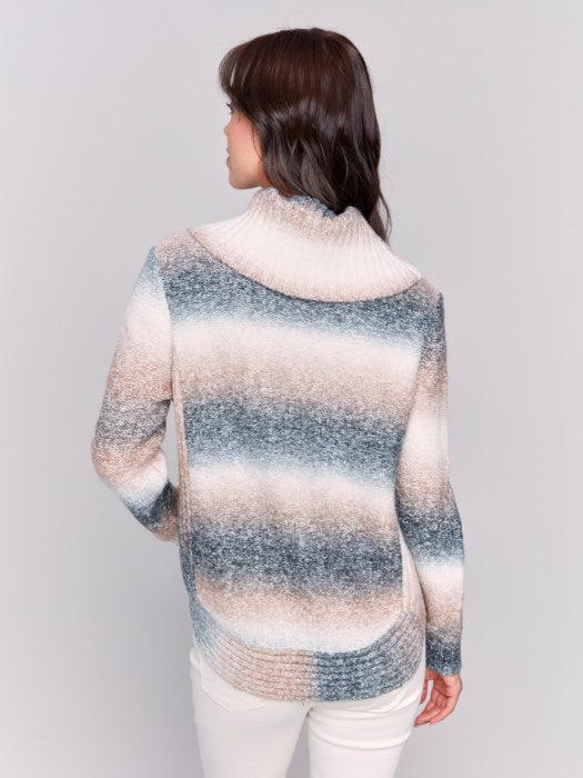 Charlie B Rose Two-Toned Cowl Neck Sweater