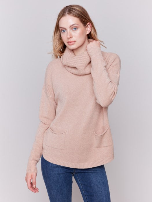 Charlie B Round Hem Sweater With Removable Scarf