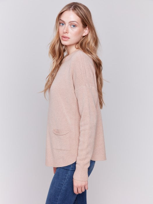 Charlie B Round Hem Sweater With Removable Scarf