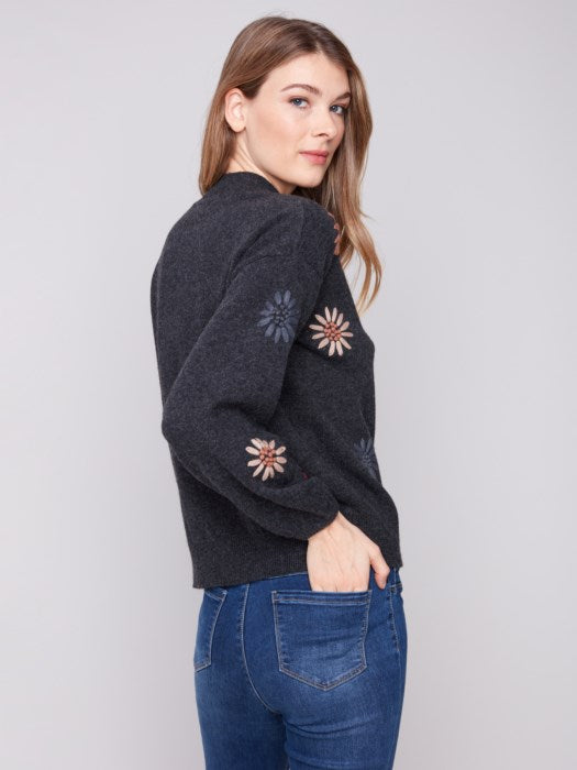 Charlie B Embroidered Mock Neck Sweater