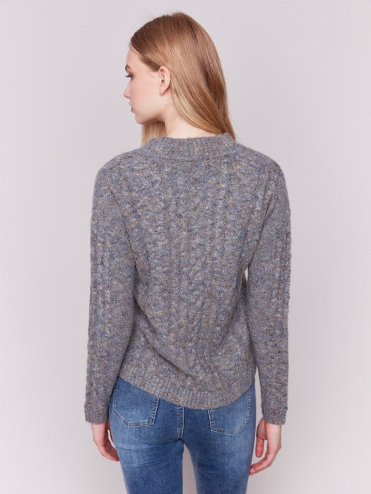 Charlie B Speckled Yarn Cable Sweater