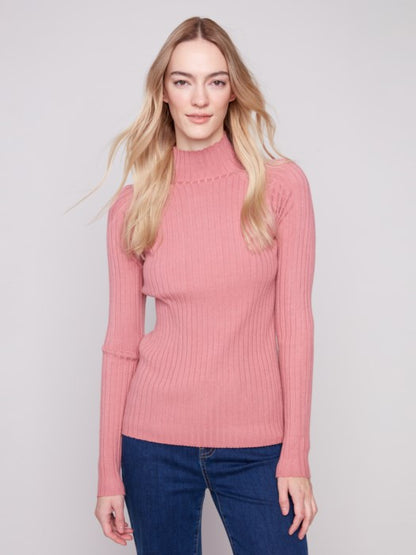 Charlie B Primrose Ribbed Knit Mock Neck Sweater