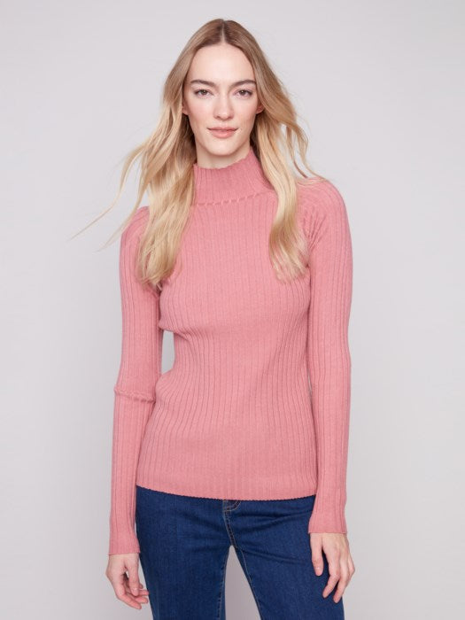 Charlie B Primrose Ribbed Knit Mock Neck Sweater