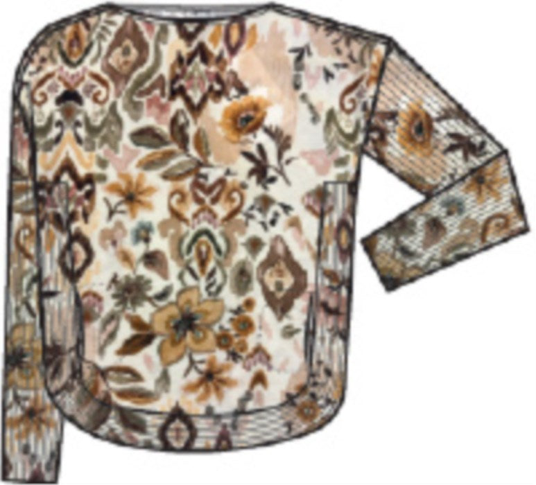 Charlie B Jacobeen Printed Rounded Hem Sweater
