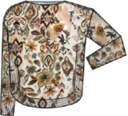 Charlie B Jacobeen Printed Rounded Hem Sweater