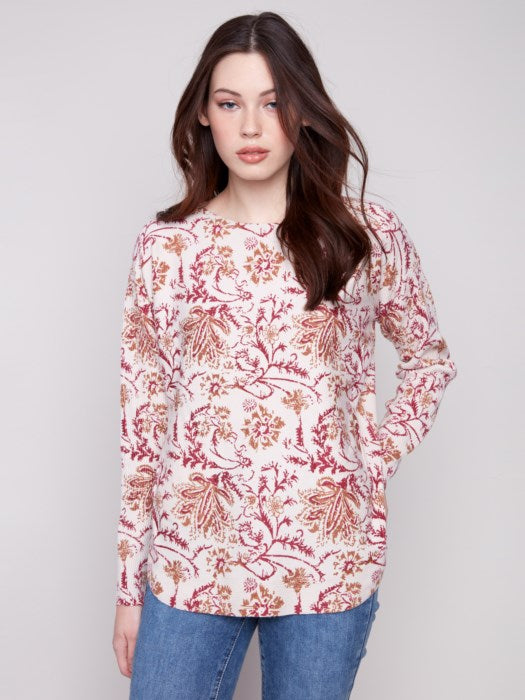 Charlie B Calicot Printed Rounded Hem Sweater
