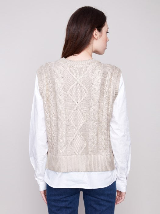 Charlie B Foiled Crew Neck Fooler Sweater Vest